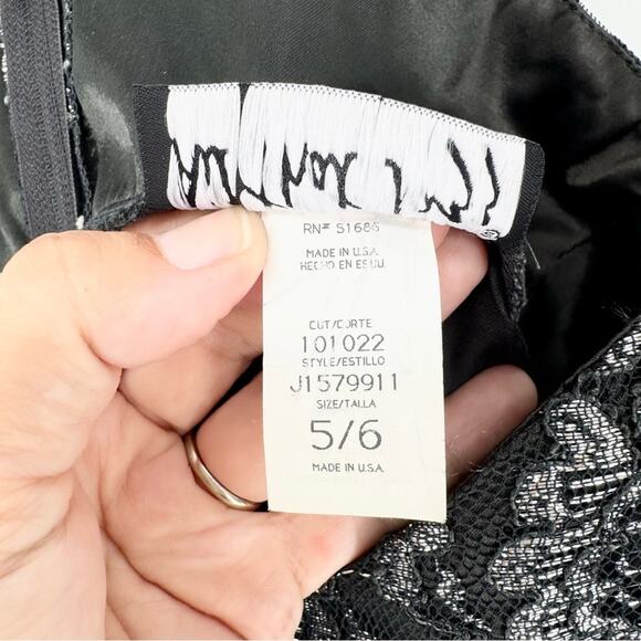 Vintage 90s All That Jazz Whimsigoth Glam Lace Satin Formal Gown Black Size 5/6 - Picture 14 of 15